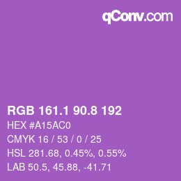 カラーコード: RGB 161.1 90.8 192 | qconv.com