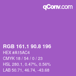 カラーコード: RGB 161.1 90.8 196 | qconv.com