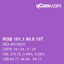 カラーコード: RGB 161.1 90.8 197 | qconv.com