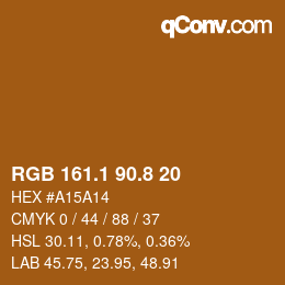 Color code: RGB 161.1 90.8 20 | qconv.com