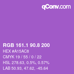 カラーコード: RGB 161.1 90.8 200 | qconv.com