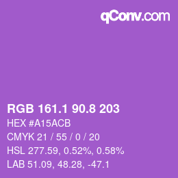 カラーコード: RGB 161.1 90.8 203 | qconv.com