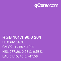 カラーコード: RGB 161.1 90.8 204 | qconv.com