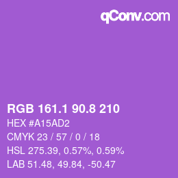 カラーコード: RGB 161.1 90.8 210 | qconv.com