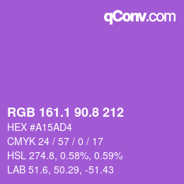 カラーコード: RGB 161.1 90.8 212 | qconv.com