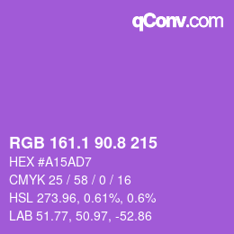 カラーコード: RGB 161.1 90.8 215 | qconv.com