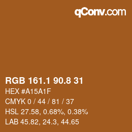 Color code: RGB 161.1 90.8 31 | qconv.com