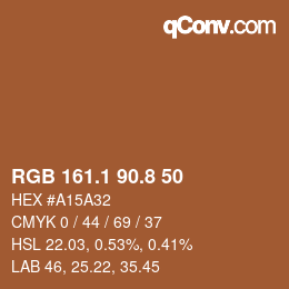 Color code: RGB 161.1 90.8 50 | qconv.com