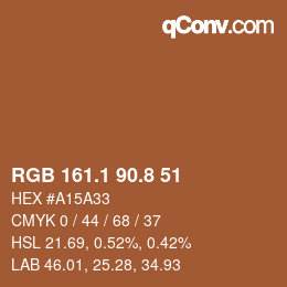 Color code: RGB 161.1 90.8 51 | qconv.com