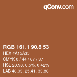 Color code: RGB 161.1 90.8 53 | qconv.com