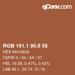 カラーコード: RGB 161.1 90.8 58 | qconv.com