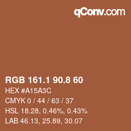 Farbcode: RGB 161.1 90.8 60 | qconv.com