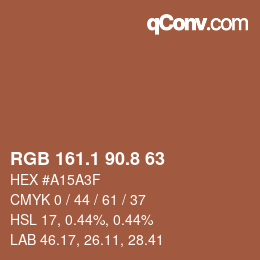 Color code: RGB 161.1 90.8 63 | qconv.com