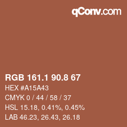 Color code: RGB 161.1 90.8 67 | qconv.com