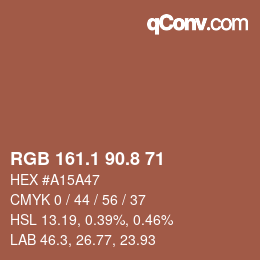 Color code: RGB 161.1 90.8 71 | qconv.com