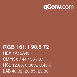 Color code: RGB 161.1 90.8 72 | qconv.com