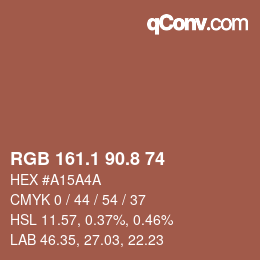 カラーコード: RGB 161.1 90.8 74 | qconv.com