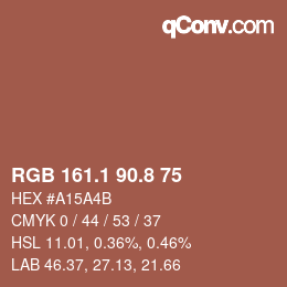 Color code: RGB 161.1 90.8 75 | qconv.com