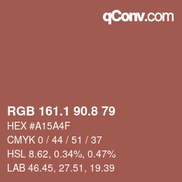 カラーコード: RGB 161.1 90.8 79 | qconv.com