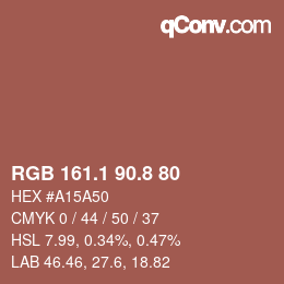 Color code: RGB 161.1 90.8 80 | qconv.com
