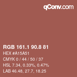 Farbcode: RGB 161.1 90.8 81 | qconv.com