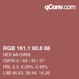 カラーコード: RGB 161.1 90.8 88 | qconv.com