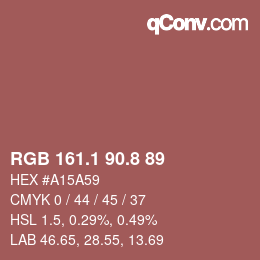 カラーコード: RGB 161.1 90.8 89 | qconv.com
