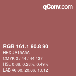 Color code: RGB 161.1 90.8 90 | qconv.com