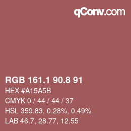 カラーコード: RGB 161.1 90.8 91 | qconv.com