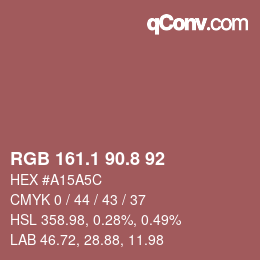 カラーコード: RGB 161.1 90.8 92 | qconv.com