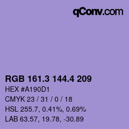 カラーコード: RGB 161.3 144.4 209 | qconv.com