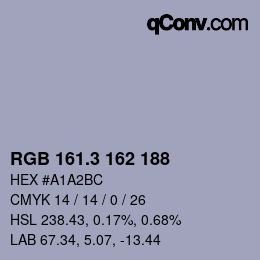 カラーコード: RGB 161.3 162 188 | qconv.com