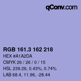 カラーコード: RGB 161.3 162 218 | qconv.com