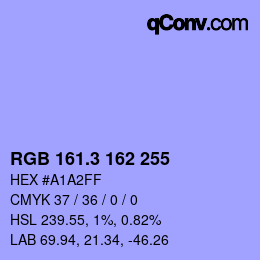 カラーコード: RGB 161.3 162 255 | qconv.com