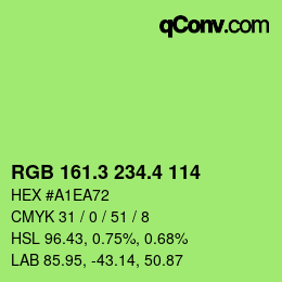 カラーコード: RGB 161.3 234.4 114 | qconv.com