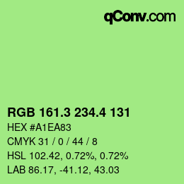 カラーコード: RGB 161.3 234.4 131 | qconv.com