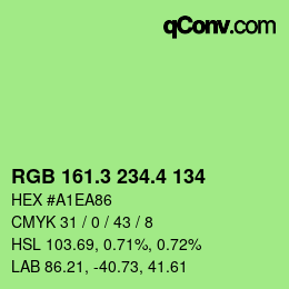 カラーコード: RGB 161.3 234.4 134 | qconv.com
