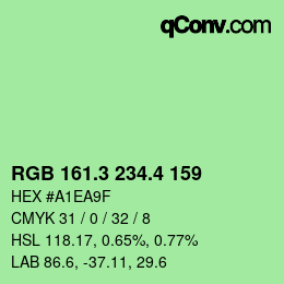 カラーコード: RGB 161.3 234.4 159 | qconv.com