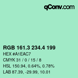 カラーコード: RGB 161.3 234.4 199 | qconv.com
