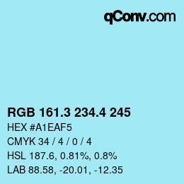 カラーコード: RGB 161.3 234.4 245 | qconv.com