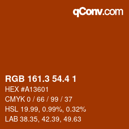 カラーコード: RGB 161.3 54.4 1 | qconv.com