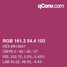 カラーコード: RGB 161.3 54.4 103 | qconv.com