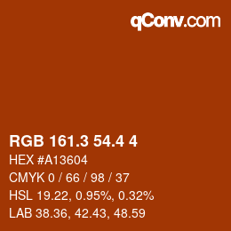 カラーコード: RGB 161.3 54.4 4 | qconv.com