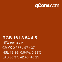 カラーコード: RGB 161.3 54.4 5 | qconv.com