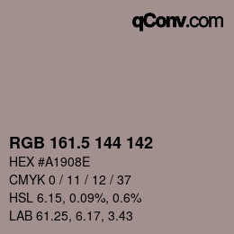 Color code: RGB 161.5 144 142 | qconv.com