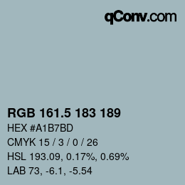Farbcode: RGB 161.5 183 189 | qconv.com