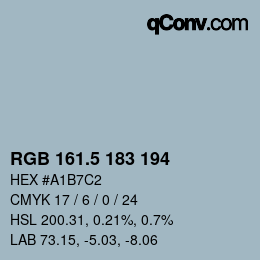 Color code: RGB 161.5 183 194 | qconv.com
