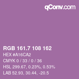 カラーコード: RGB 161.7 108 162 | qconv.com