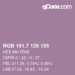 カラーコード: RGB 161.7 126 155 | qconv.com