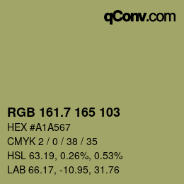カラーコード: RGB 161.7 165 103 | qconv.com